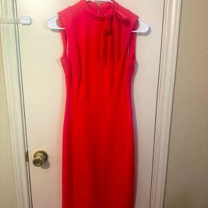 Calvin Klein Pink Sheath Midi Dress Mock Neck Sleeveless